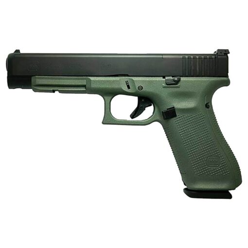 glock 34 gen5 mos 9mm luger 531in black ndlcmetallic green cerakote pistol 171 rounds 1823969 1